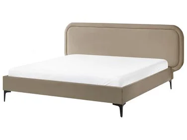 Seng Fløyel SUZETTE 160 x 200 cm Beige v:9595600 Seng Fløyel SUZETTE 160 x 200 cm Beige v:9595600