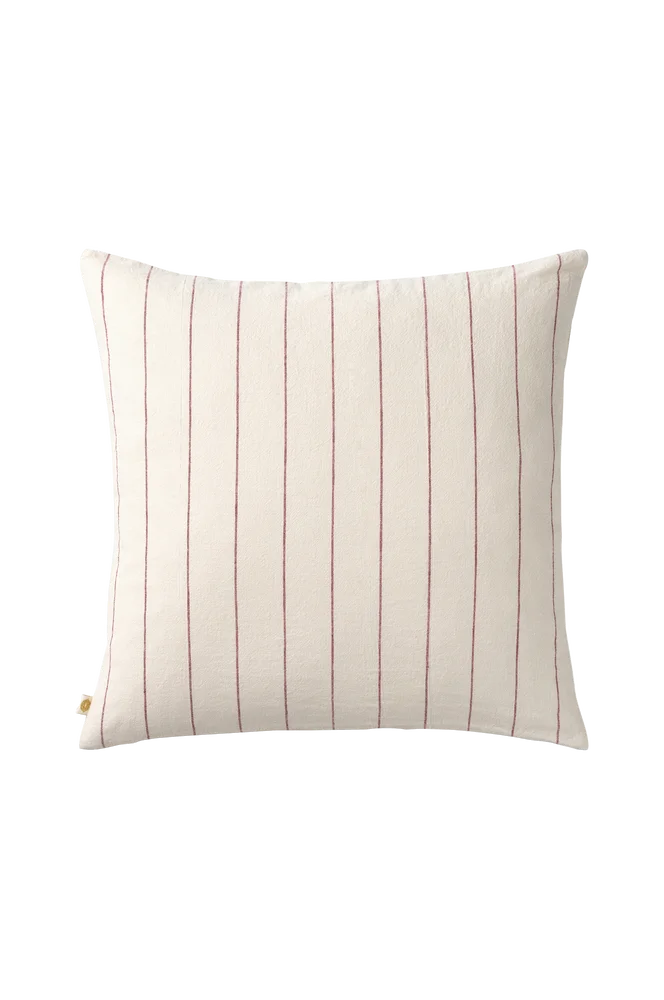 Putetrekk Elly Thin Stripe i resirkulert halvlinne - Rød - Tekstiler | m v:9507504
