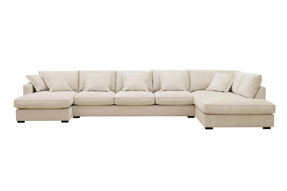 Rossita Lyx 6-seters høyrevendt U-formet ekstra dyp sofa med divan og sjeselong i chenille v:2104285