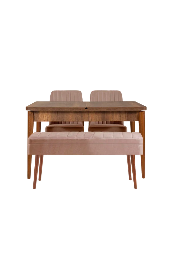 Sett med bord og stoler (4 deler) - Gina - Brun m v:6766541