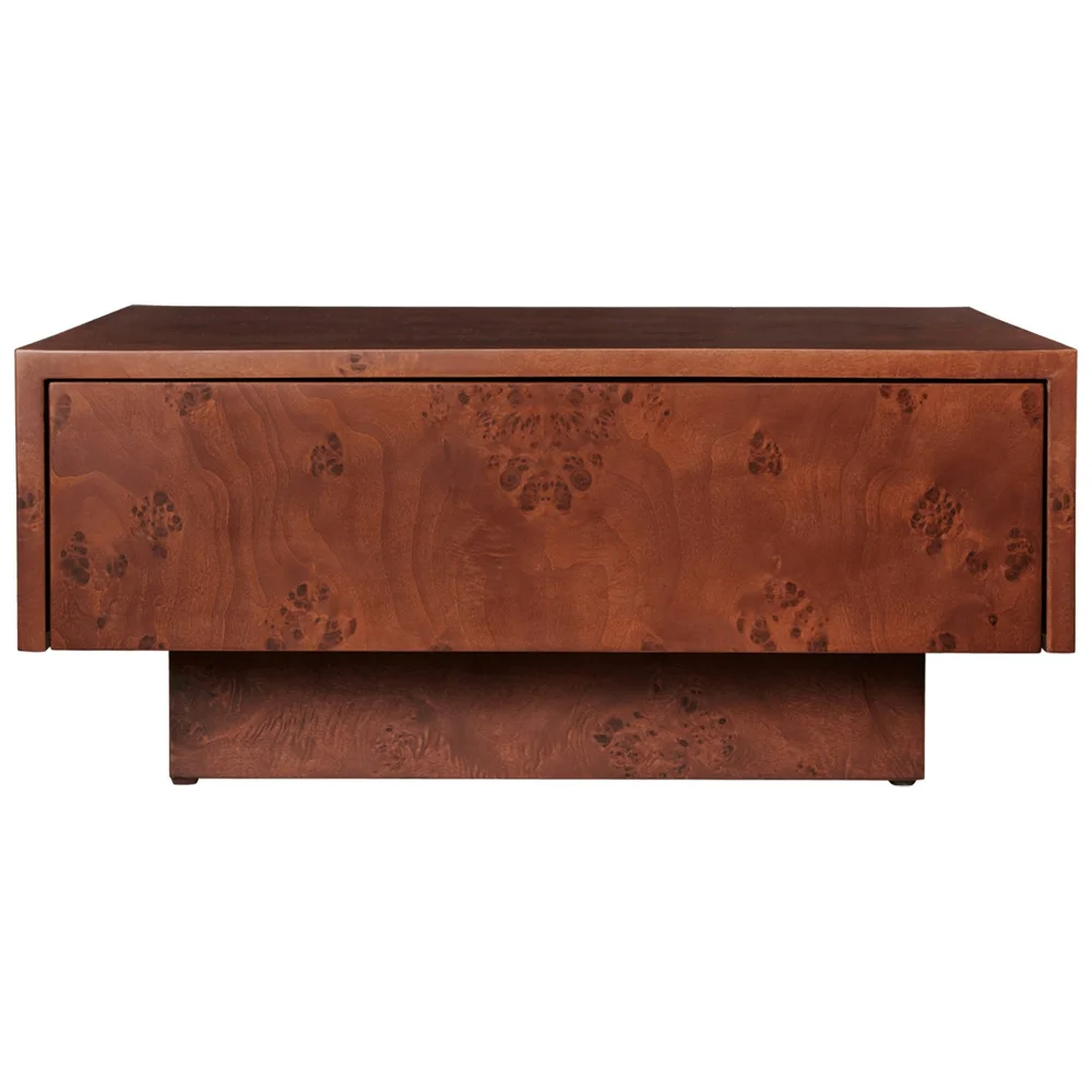 Burl Salongbord Med Oppbevaring 70x70 cm, Mørkbeiset Masurved v:9680227
