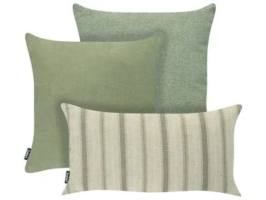 Sett med 3 utendørsputer MANZANIT Stripete mønster 30 x 50 cm 45 x 45 cm Grønn v:2913875 Sett med 3 utendørsputer MANZANIT Stripete mønster 30 x 50 cm 45 x 45 cm Grønn v:2913875