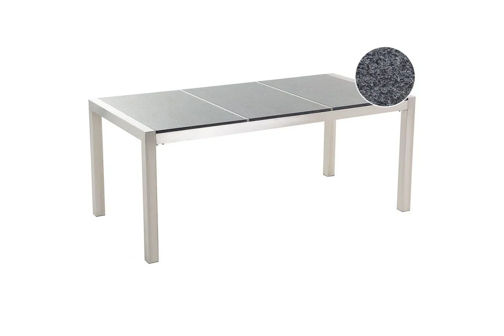 Trädgårdsbord Beliani Grosseto Grå/Silver, 90x180x74 cm Grey||Silver v:8812577
