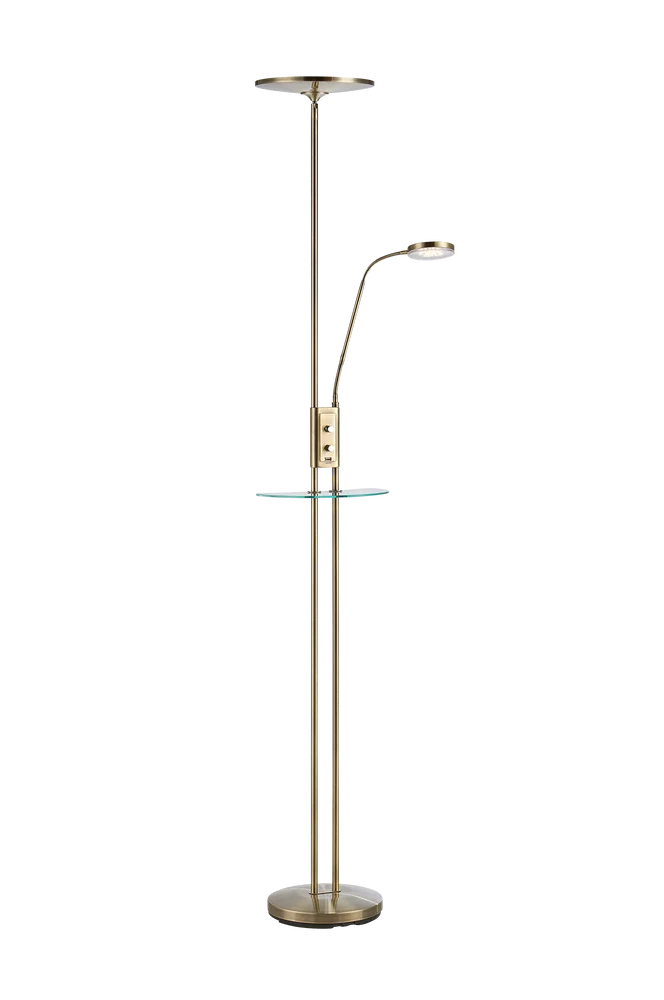 FRIEND Gulvlampe LED Antikk messing USB - Belysning | m v:5774278