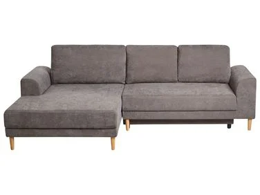 Hjørnesovesofa 3-seter NUBORG Chenille Gråbrun Høyrevendt v:9198347