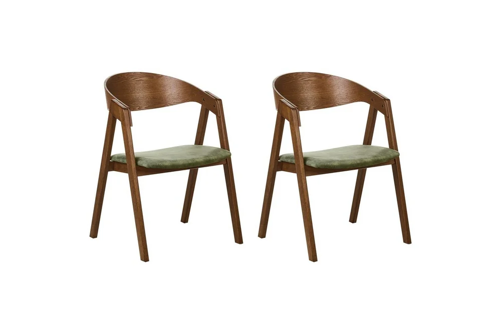 Matsalsstol Beliani Yuba set om 2 Grå-Mörkt Trä Dark green v:5354482