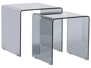 Sett med 2 sidebord KENDALL Herdet glass Svart v:329222 Sett med 2 sidebord KENDALL Herdet glass Svart v:329222