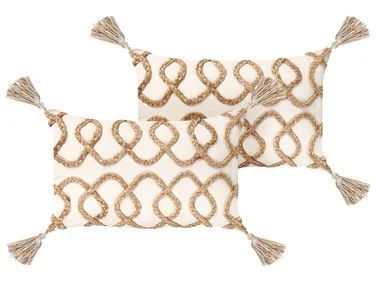 Sett med 2 pynteputer INCANA 30 x 50 cm Bomull Beige Geometrisk mønster v:3366773 Sett med 2 pynteputer INCANA 30 x 50 cm Bomull Beige Geometrisk mønster v:3366773
