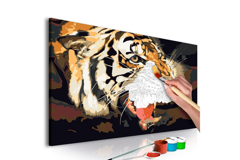 Gjør-det-selv Maleri Tigerbrøl 60×40 cm v:6105188