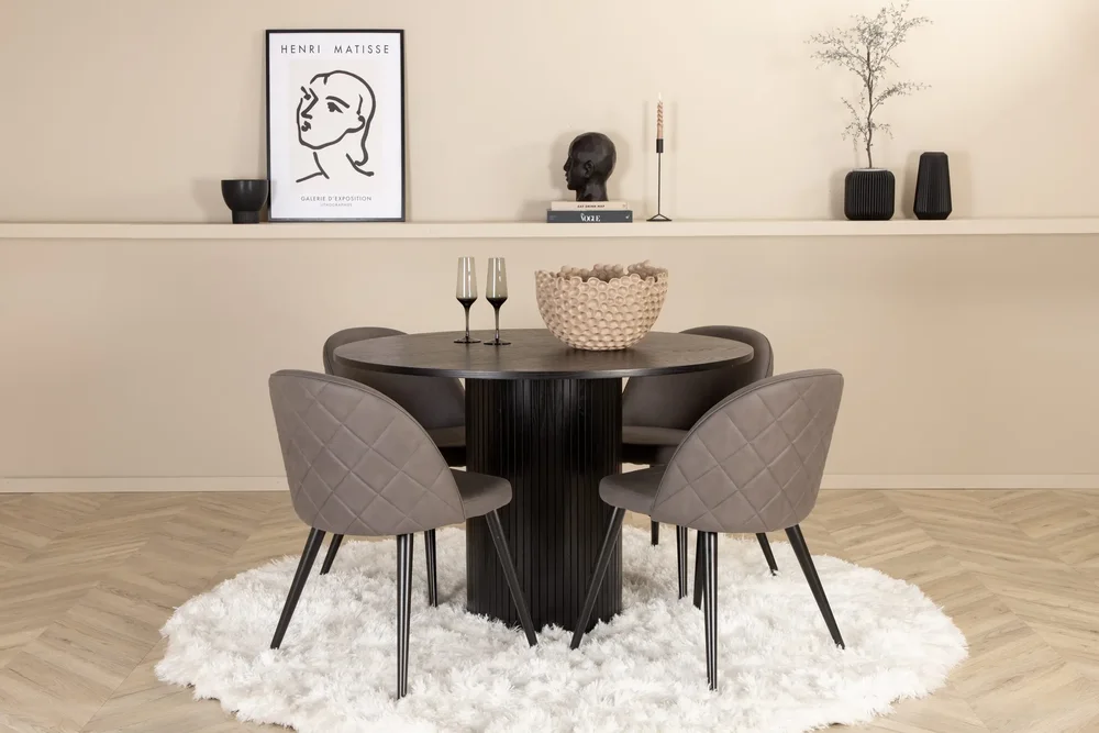Bianca Rundt Spisebord med 4stk Velvet Spisestol v:7942374 Bianca Rundt Spisebord med 4stk Velvet Spisestol v:7942374