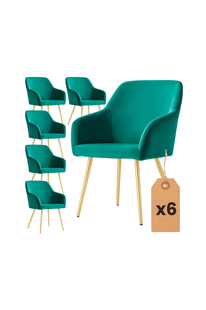 Akord Estelle Smooth Velvet polstret spisestol, sett med 6 stk. – Flerfarget m v:1808493 Akord Estelle Smooth Velvet polstret spisestol, sett med 6 stk. – Flerfarget m v:1808493