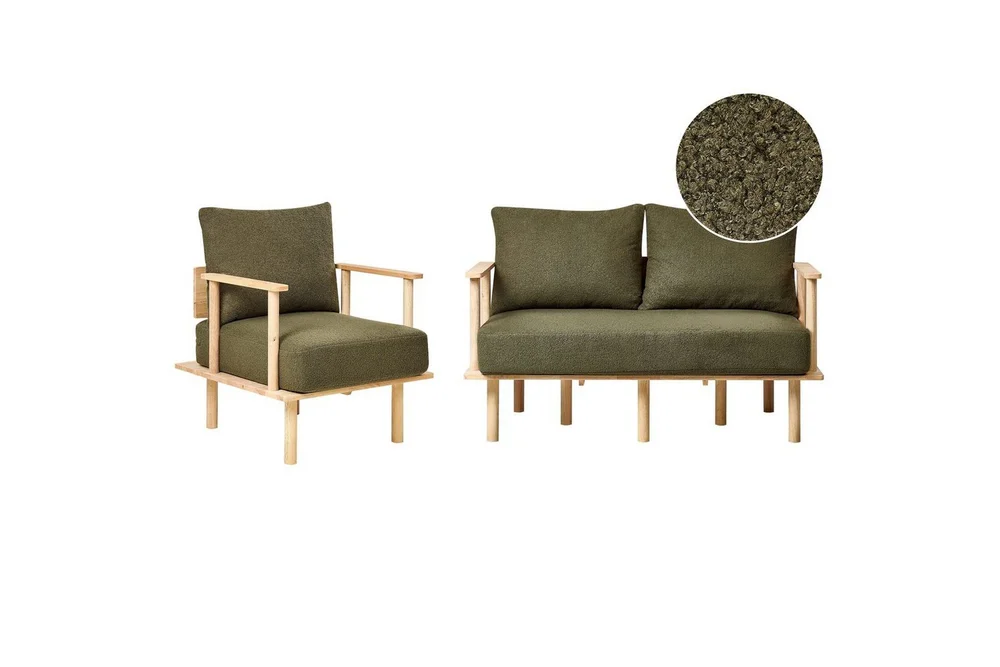 Soffgrupp Beliani Asker Beige, ljust trä Green||Light colored wood v:9610744