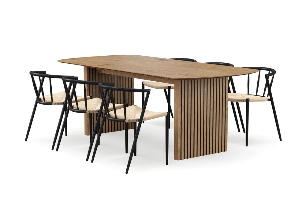 Richeto spisebord 210 cm med 6 Winston spisestoler v:6576450