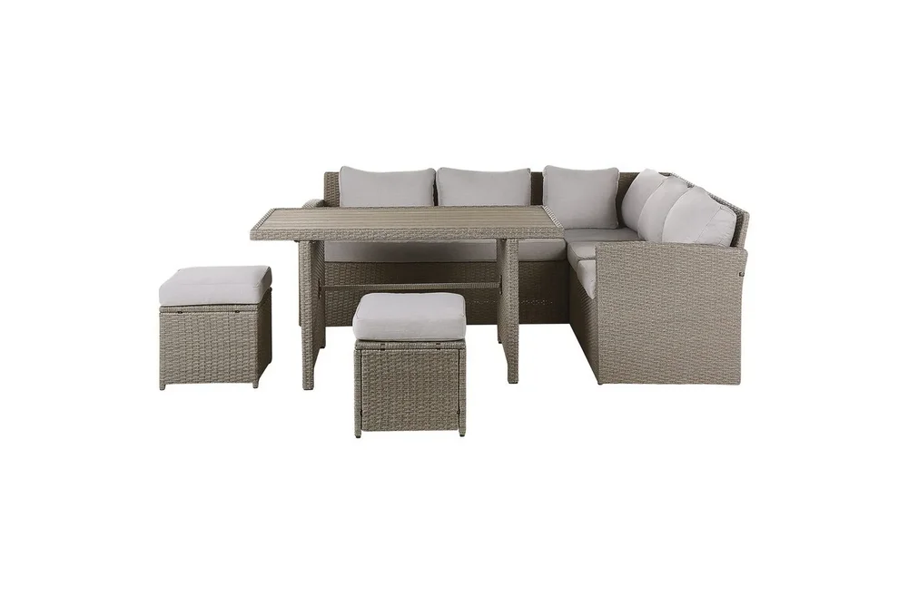 Loungegrupp med bord Beliani Bardi Natur/grå/beige Natural||Grey||Beige v:3507528