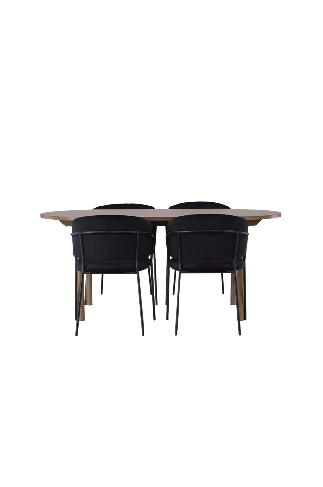 Spisegruppe Andy med stolene Selma – Svart m v:7338046 Spisegruppe Andy med stolene Selma – Svart m v:7338046