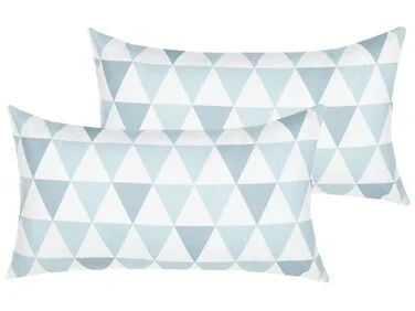 Sett med 2 utendørsputer TRIFOS Geometrisk mønster 40 x 70 cm Blå v:3657633 Sett med 2 utendørsputer TRIFOS Geometrisk mønster 40 x 70 cm Blå v:3657633