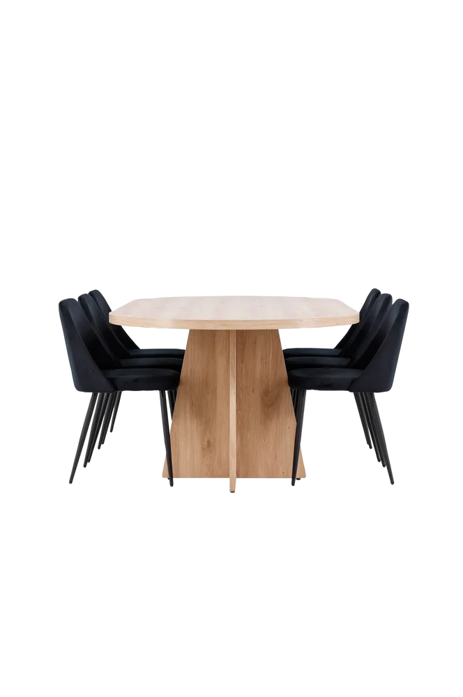 Bootcut spisebord med Night Dining Chair – Svart m v:164985 Bootcut spisebord med Night Dining Chair – Svart m v:164985