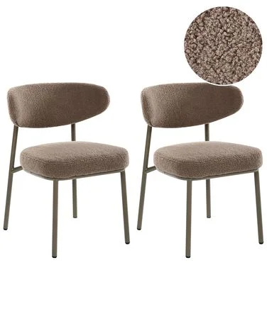Sett med 2 spisestoler UNITY Bouclé Gråbrun v:9661762