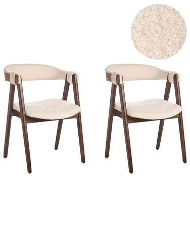 Sett med 2 spisestoler DAY Bouclé Mørkebrun/beige v:9149025