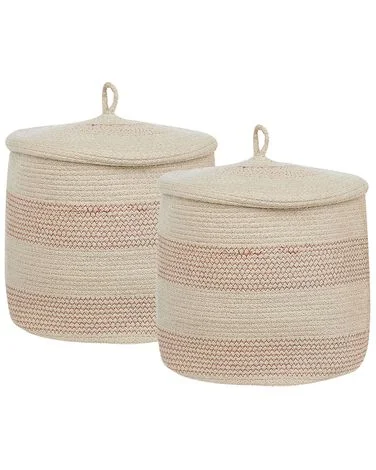 Sett med 2 kurver SILOPI Bomull Lys beige v:3291262