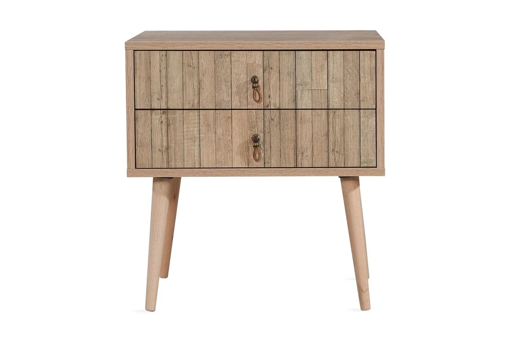 Vellavie Nattbord 60 cm med Oppbevaring 2 Skuffer Vertikalt v:4911877