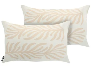 Sett med 2 utendørsputer ALISMA Plantemønster 30 x 50 cm Lys beige v:9303920