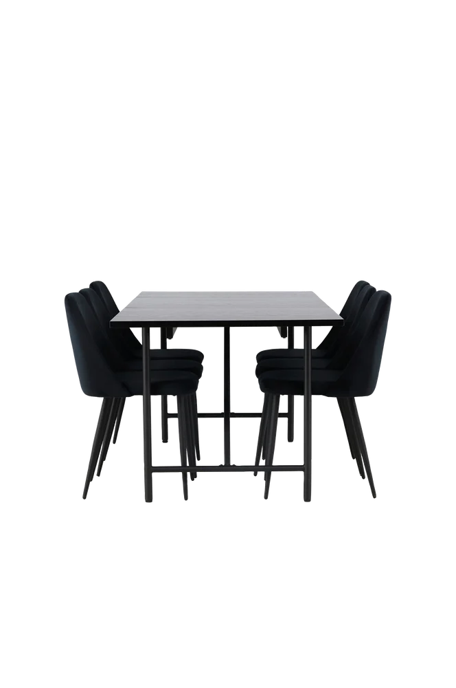 Spisegruppe Astrid med 6 stk stoler Night - Svart m v:5339146