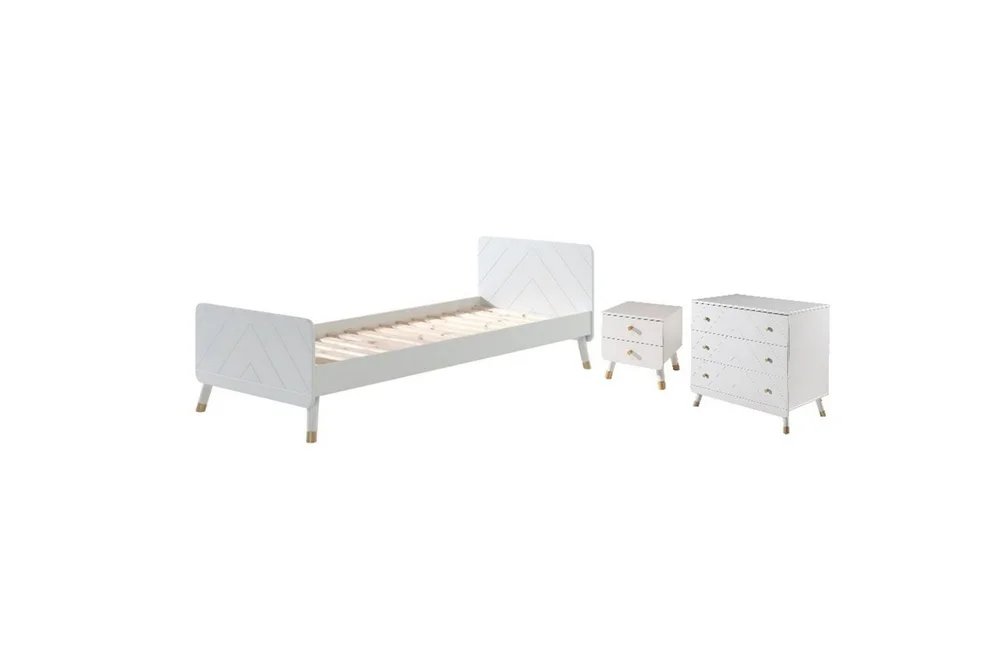 Seng med nattbord kommode Billy Hvit v:4627409