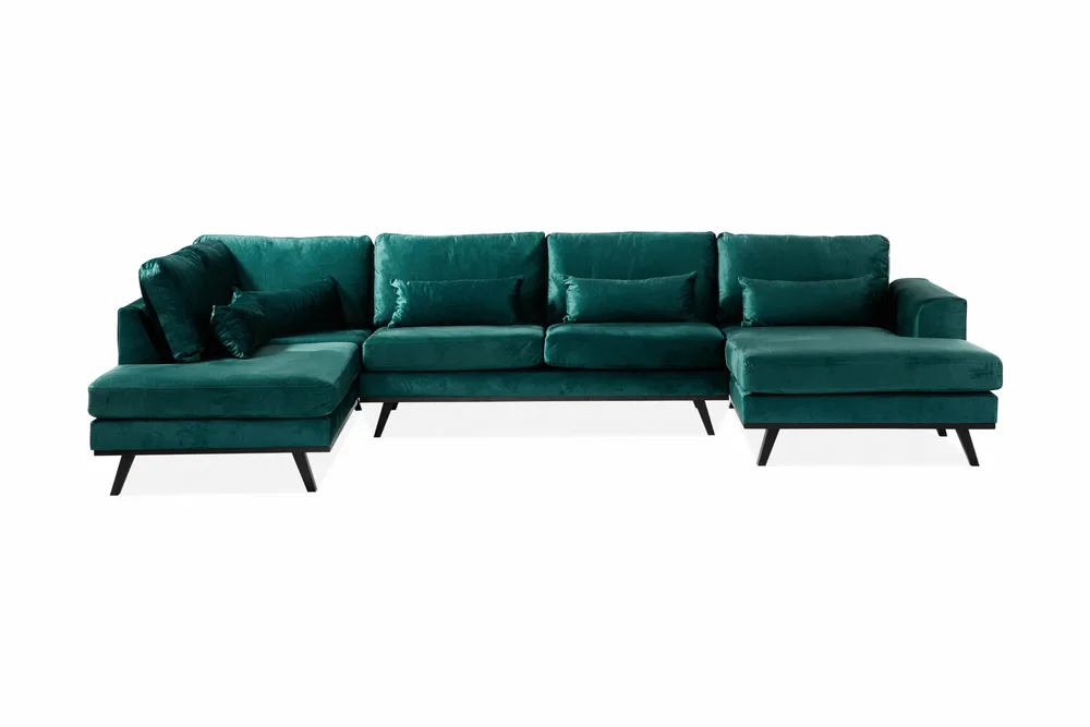 Copenhagen 5-seters Venstrevendt U-formet Sofa med Divan og Sjeselong i Fløyel v:5738307 Copenhagen 5-seters Venstrevendt U-formet Sofa med Divan og Sjeselong i Fløyel v:5738307