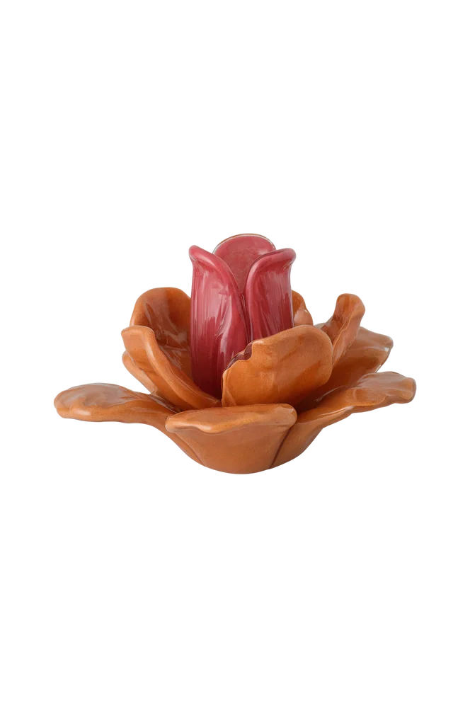 Stearinlys Flure høyde 13 cm – Rød – Dekor | m v:4412430