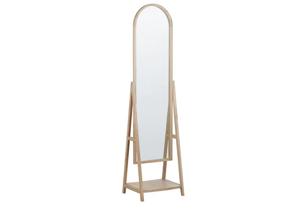 Golvspegel med hylla Beliani Chambery Light colored wood v:8509197 Golvspegel med hylla Beliani Chambery Light colored wood v:8509197