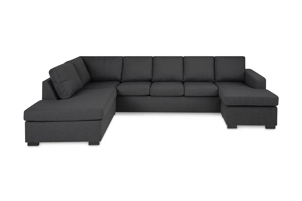 Crazy 5-seters Venstrevendt U-formet Sofa med Divan og Sjeselong i Stoff v:2048175