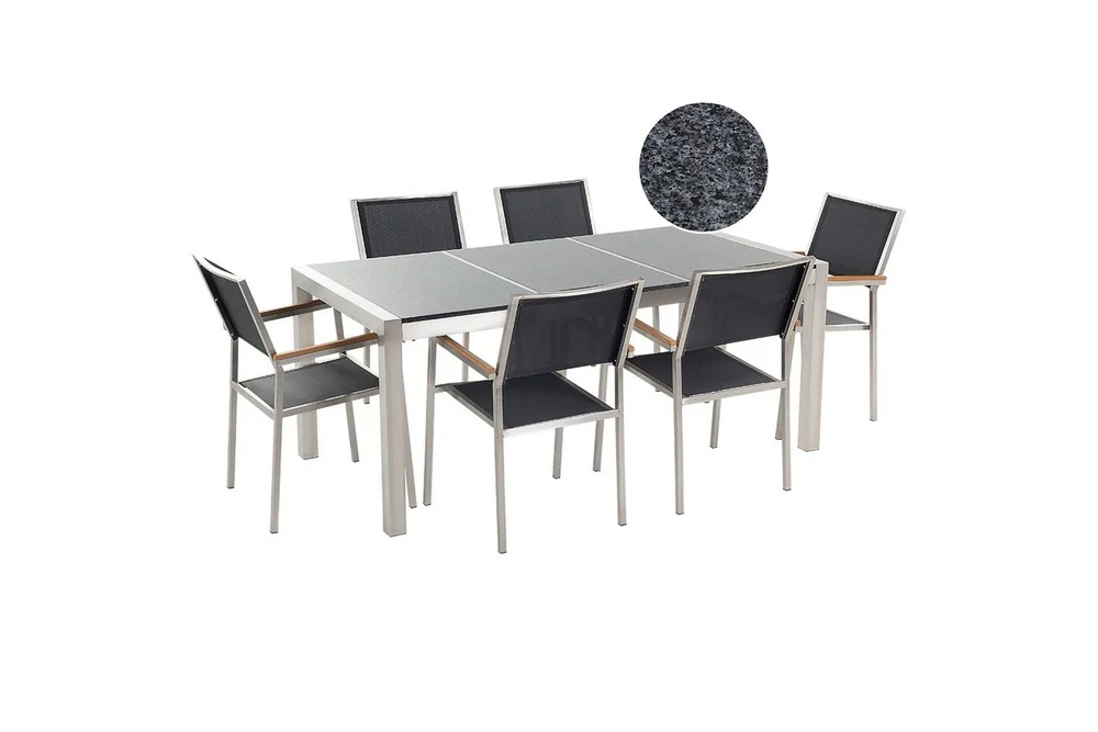 Matsalsset Beliani Grosseto Grafitgrå/Svart/Silver, 6-Sits Graphite grey||Black||Silver v:3152197