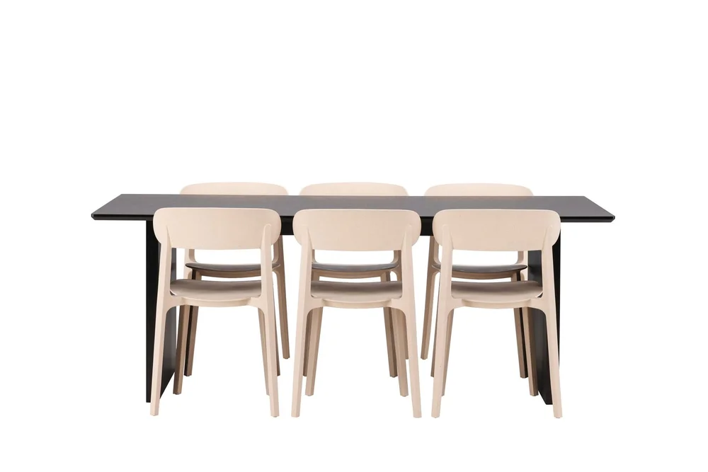 Vail Spisegruppe 200 cm Rektangulær med 6 Åstol Stoler v:6827524
