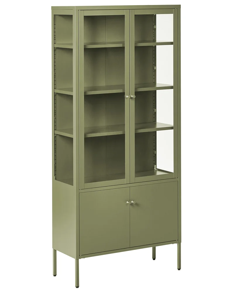 Skap med glassdører OXTED 80 cm Metall Grønn v:5310884