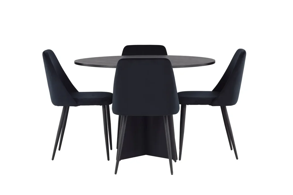 Bootcut Spisegruppe 110 cm Rund med 4 Night Stoler v:1151030