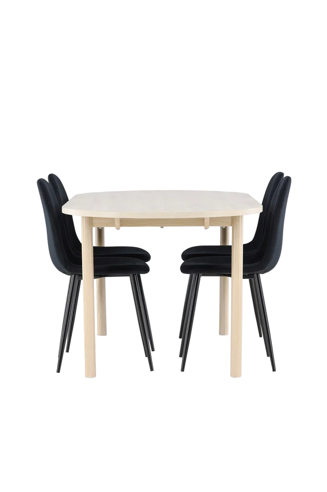 Andy spisebord med Polar spisestol – Svart m v:2908035 Andy spisebord med Polar spisestol – Svart m v:2908035