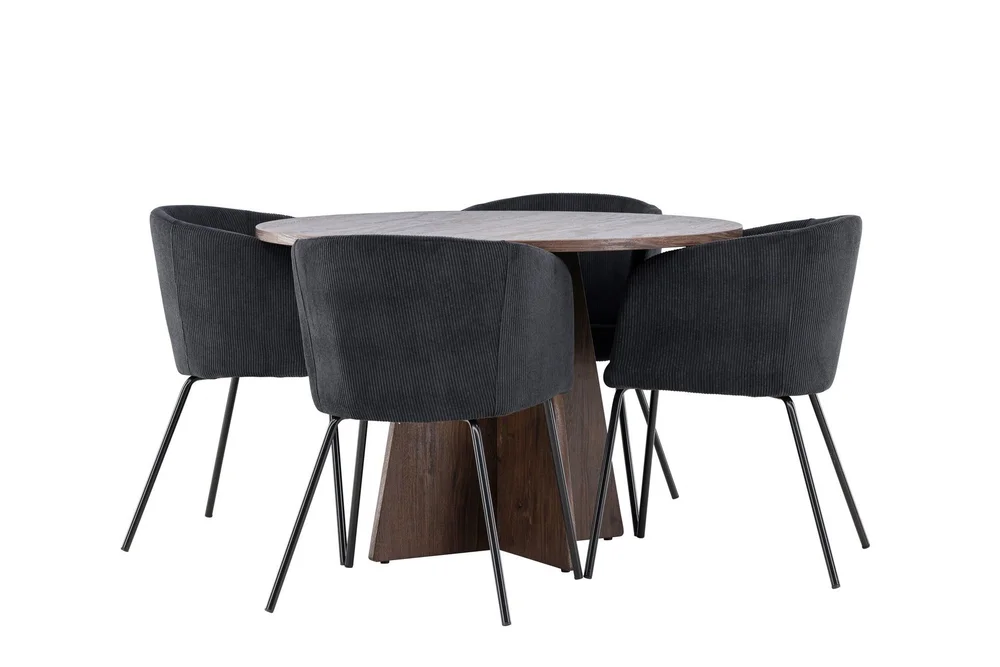 Bootcut Spisegruppe 110 cm Rund med 4 Berit stoler v:1807579 Bootcut Spisegruppe 110 cm Rund med 4 Berit stoler v:1807579