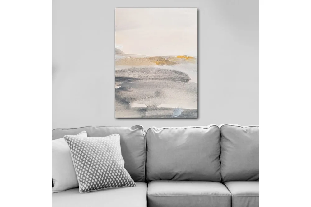 Lerretsbilde 70x100 cm - Abstrakt landskap med myke fargeoverganger v:4843530