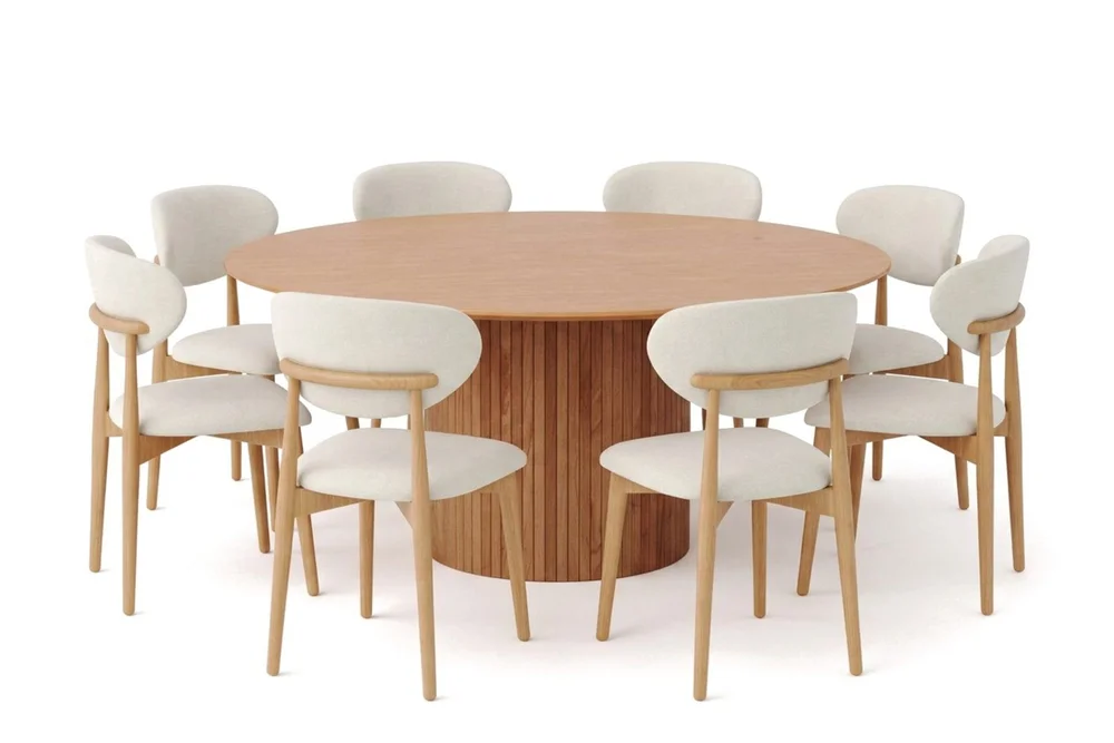 Kopparbo spisegruppe, rund 180 cm, eik med 8 Molly spisestoler v:7794188
