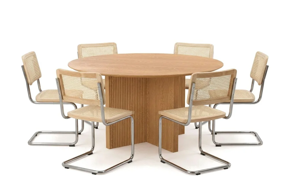Edda spisegruppe rund 150 cm eik med 6 Build spisestoler v:6988074