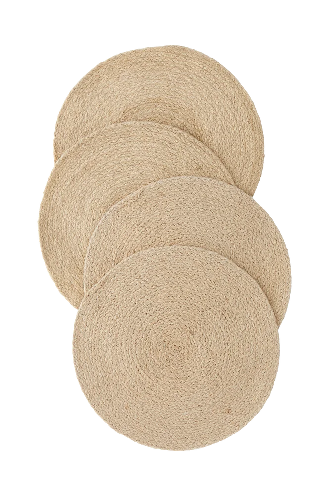 Bordbrikke Ria i jute, 4-pk – Natur – Tekstiler | m v:363336 Bordbrikke Ria i jute, 4-pk – Natur – Tekstiler | m v:363336
