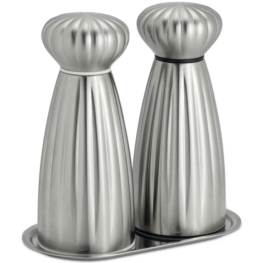 Palm Satin Salt- Og Pepperkvernsett Med Brett v:7270435
