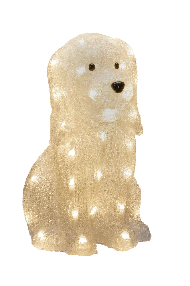 Akrylhund, 31 cm, 40 LED-lys – Hvit – Belysning | m v:6869246