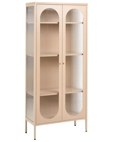 Skap med glassdører FOXTON 80 cm Metall Beige v:1541799