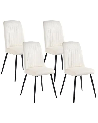 Sett med 4 spisestoler KIRBY Fløyel Off white v:3974384