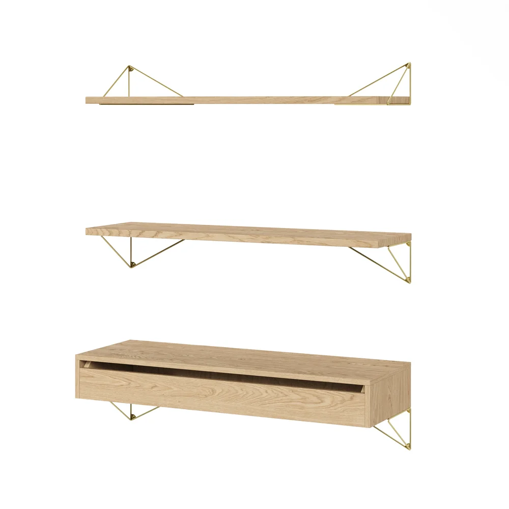 Pythagoras Bundle C hyllesystem eik-messing" v:8264668