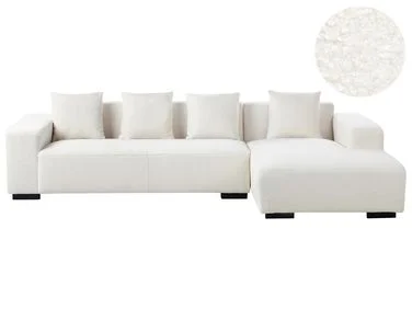Hjørnesofa 4-seters LUNGO Bouclé Hvit Venstrevendt v:1213894 Hjørnesofa 4-seters LUNGO Bouclé Hvit Venstrevendt v:1213894
