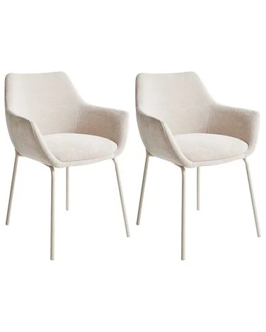 Sett med 2 spisestoler BOWDON Chenille Lys beige v:5641302