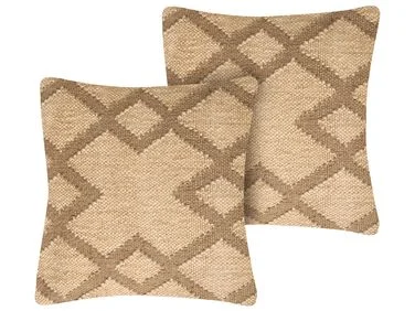 Sett med 2 pynteputer GOPI 45 x 45 cm Jute Beige Geometrisk mønster v:9056340 Sett med 2 pynteputer GOPI 45 x 45 cm Jute Beige Geometrisk mønster v:9056340